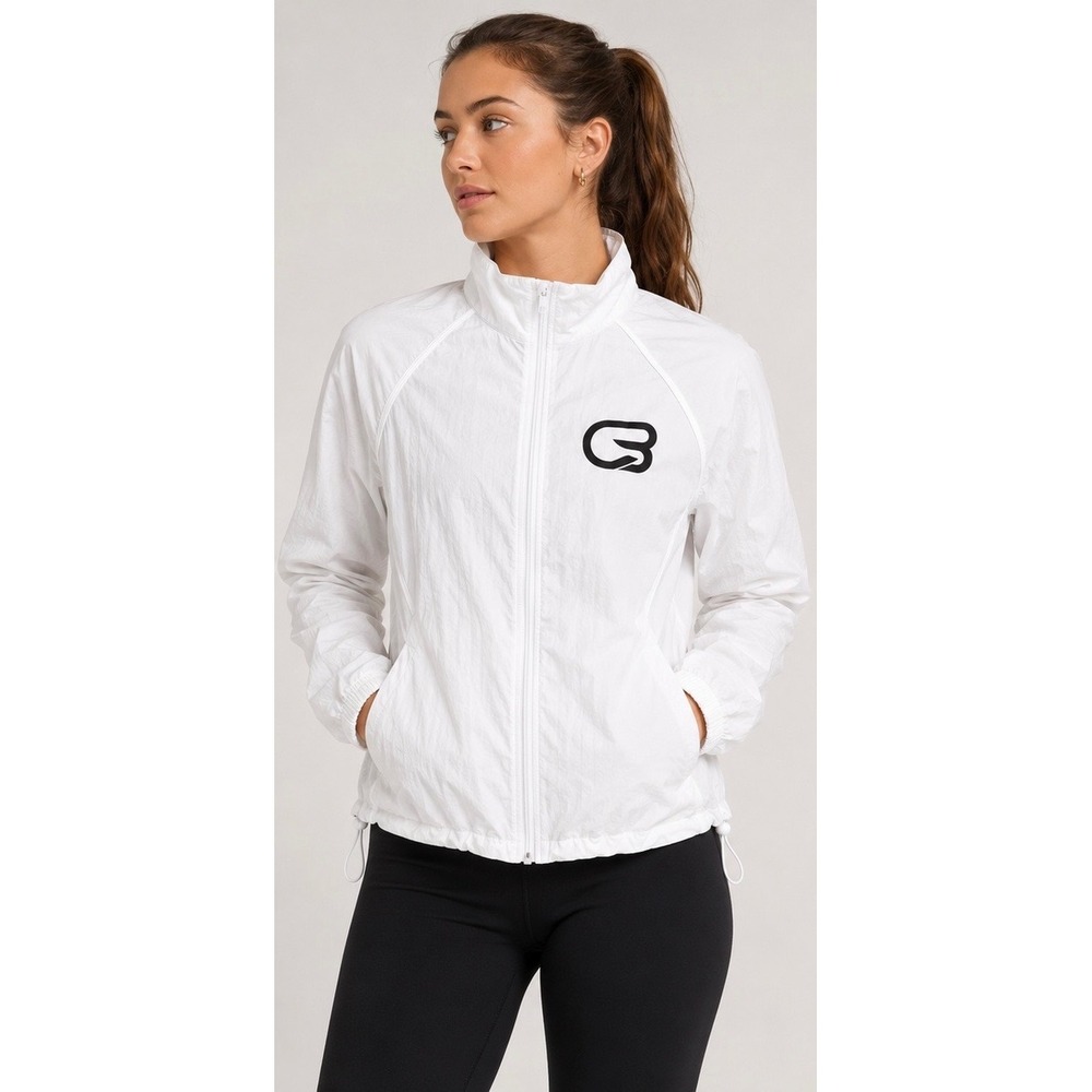 Lululemon White Lightweight Zip Windbreaker Jacket Running Training Athleisure